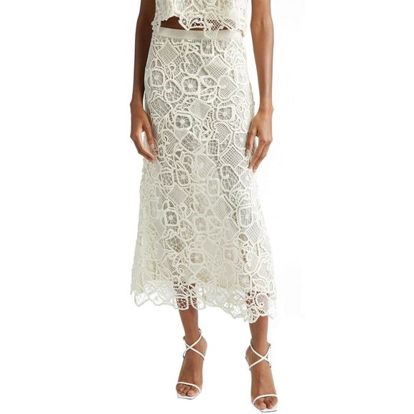 A.L.C. Womens Shay Lace Midi Skirt 10 Warm White - NWT $495